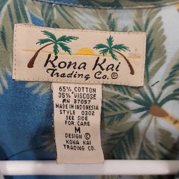 *Men's Kona Kai Hawaiian Print Beach Scene Cotton Blend Camp Shirt Size Medium - Picture 6 of 9